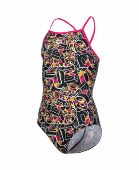 Arena G Swimsuit Lightdrop Back Allover rose-blackmulti 6-7