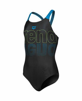 Arena G Swimsuit V Back Graphic black-turquoise 6-7